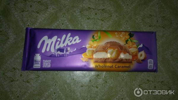 Молочный шоколад Wholenut Caramel ТМ Milka в упаковке