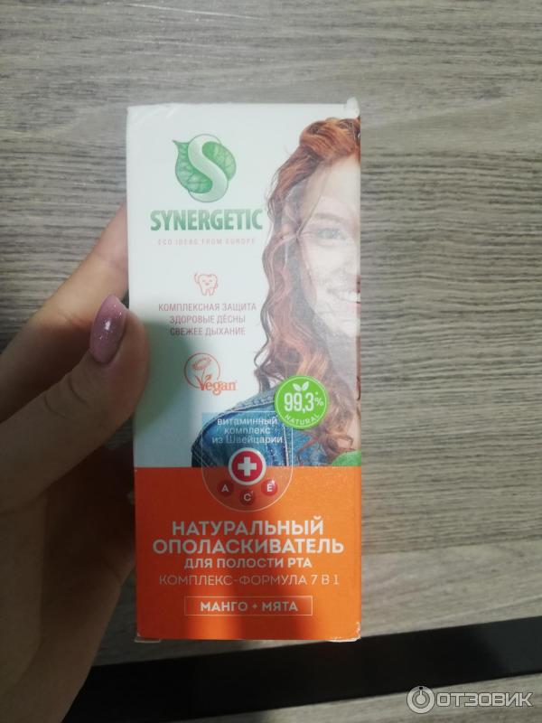 Натуральный ополаскиватель для полости рта Synergetic Манго + мята фото