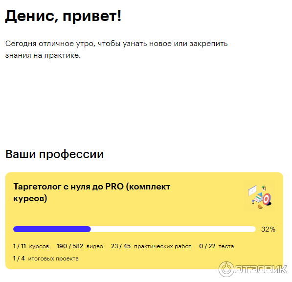 Пакет курсов который покупал.