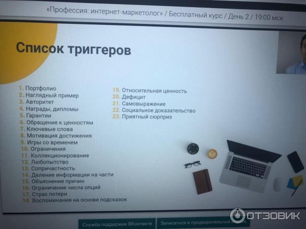 Вид презентации во время обучения