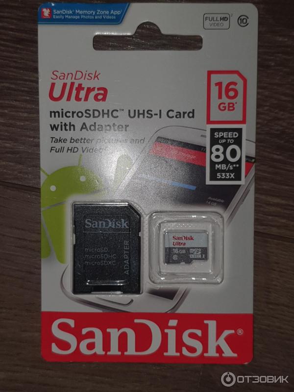 Карта памяти SanDisk Ultra microSDHC 16Gb Class10 UHS-I фото