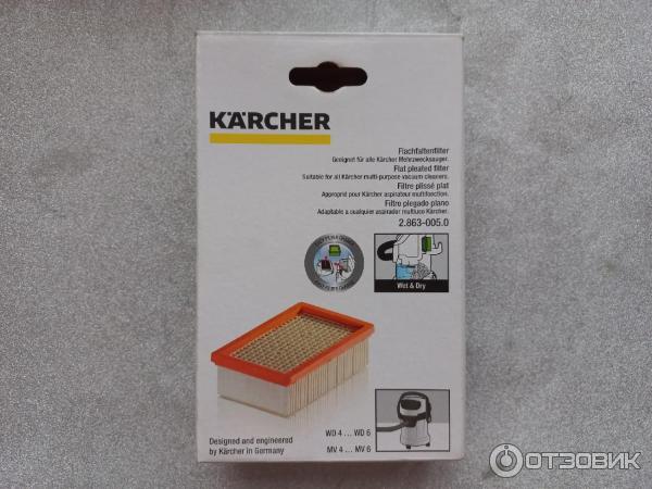 Плоский складчатый фильтр для хозяйственных пылесосов Karcher серии WD MV отзывы