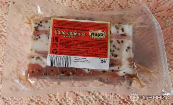 Сало соленое с перцем Марти Мясной продукт из шпика соленый охлажденный фото