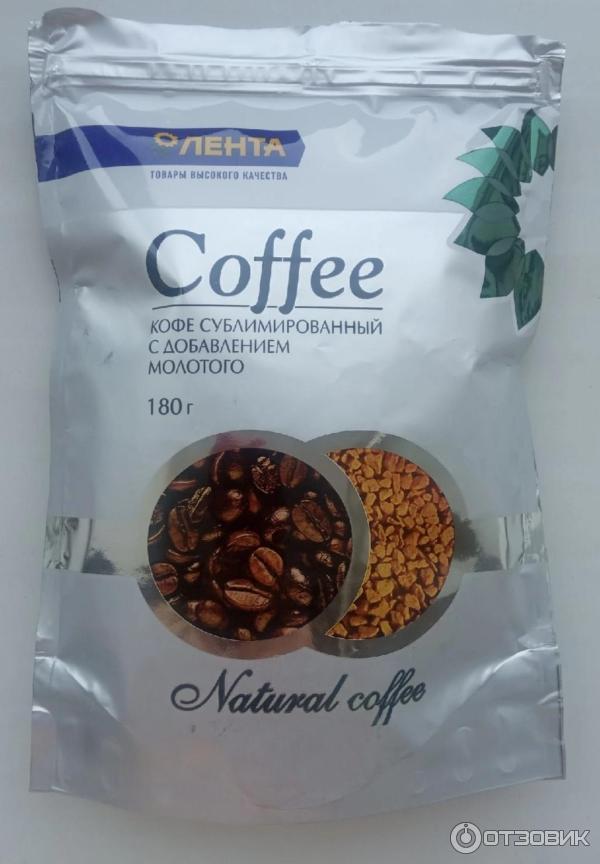 Кофе Лента Coffee натуральный растворимый сублимированный с добавлением кофе натурального жареного молотого фото